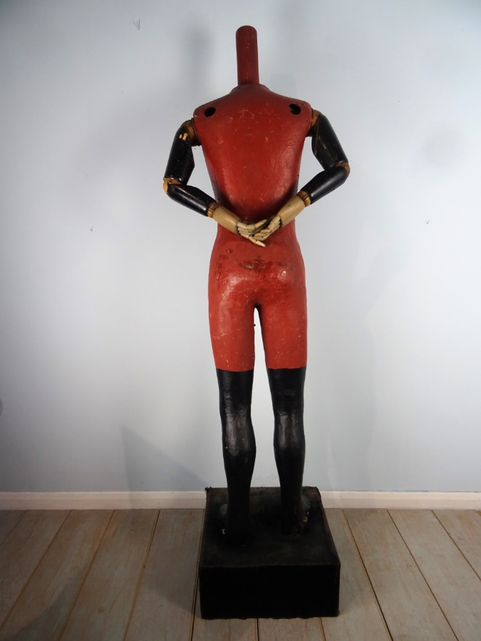 Painted Papier Mache Red and Black Mannequin  (12).JPG